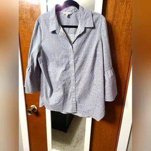 Blue bell sleeved blouse